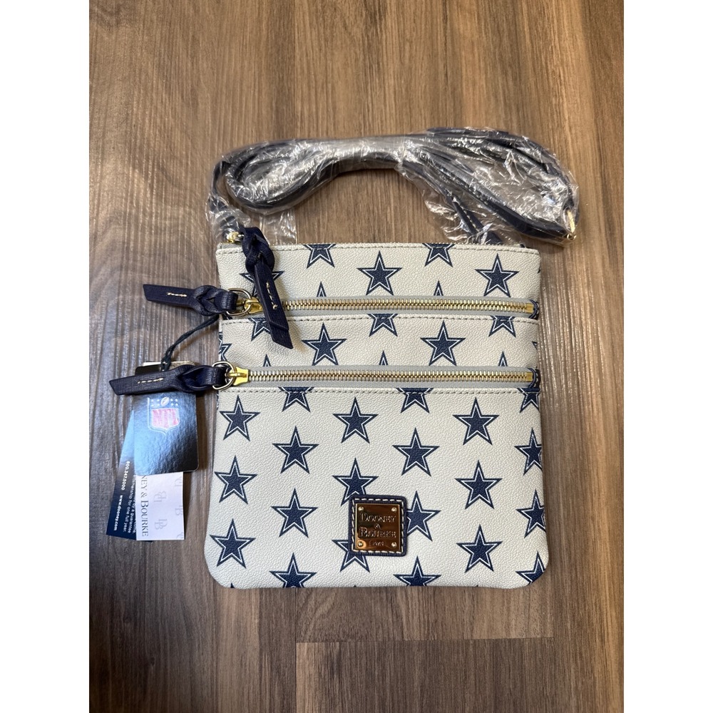 Dooney & Bourke Triple-Zip Crossbody Bag Small White Dallas Cowboys NFL Star